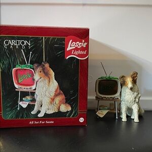 Carlton Cards Lassie Lighted Ornament - Brown and White